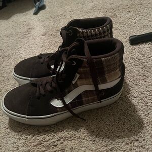 Vans Women Size 8 Filmore High Top Brown Plaid Houndstooth Platform Shoes